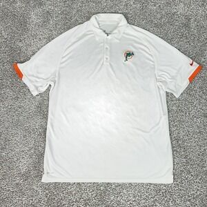Miami Dolphins Polo Shirt Mens XL White NFL Football Nike Team Coach Issued Game